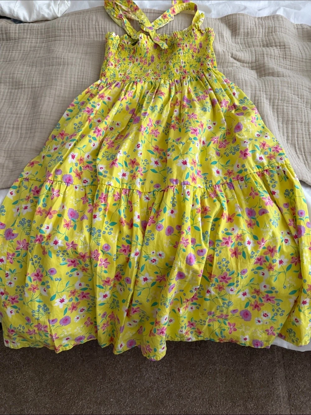 Tea Collection Yellow Floral Smocked Sundress